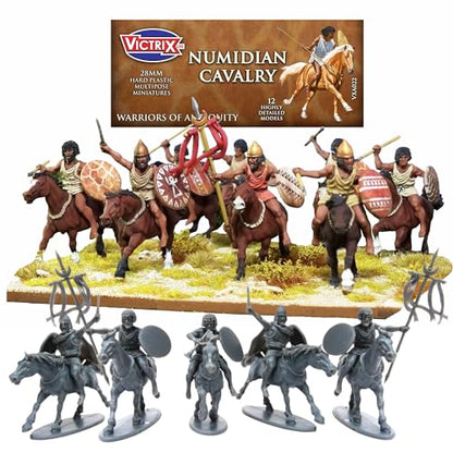 Wargames Delivered - Victrix Numidian Cavalry with Bonus Miniature STL Download - 28mm Multipose 12 Figures Plastic Miniatures Set, Spears for Wargaming & Tabletop Strategy Games