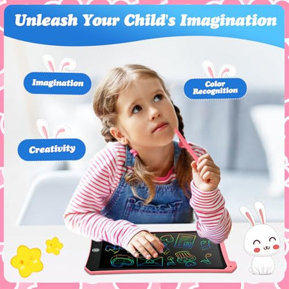 Kids Toys 10 Inch LCD Writing Tablet for Kids, Drawing Pads 2 Pack | Kids Travel Essentials, No Mess Coloring, Sensory Educational Learning Toys, Age 3-5 Boys Girls Gifts - color: 10”pink&blue