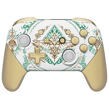 eXtremeRate Glow in Dark - Totem of Kingdom White Faceplate Backplate Handles for Nintendo Switch Pro Controller, Soft Touch Replacement Grip Housing Shell Cover Buttons for Switch Pro Controller - color: Glow in Dark - Totem of Kingdom White