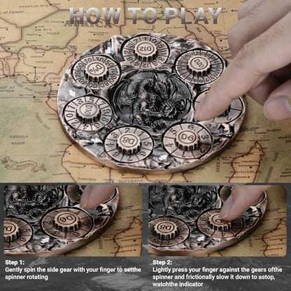 Spinner DND Dice,Metal D&D Dice Set with Gift Box for Role Playing Games | Ideal Present For Gamers DM,Solid Metal Material, Heavy Hand Feel, Wear-Resistant And Long Service Life,Antique Red Copper - color: Antique Red Copper