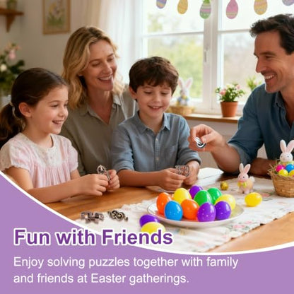 32 Pack Brain Teaser Puzzles & Colorful Easter Eggs - Challenging Metal Wire Puzzles for Kids & Adults - DIY Easter Basket Stuffers, Family Logic Games, Party Favors - style: 32PCS Metal Puzzles