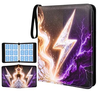 Trading Card Binder 9 Pocket, 900 Pocket Card Holder with 50 Removable Sleeves,PU Waterproof Card Book 3-Ring Zipper Collectible Card Album for Adult Gift (Purple-1) - color: Purple-1, size: 9 Pocket, 900 Cards