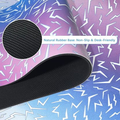 Large Padded Desk Mat, Waterproof PU Leather, Ombre Gradient | Stylish Korean print, smooth grip rubber base, anti-curl edges, soft, flexible and portable for gaming & office use