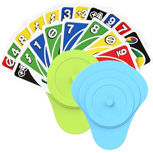 Playing Cards Holder for Little Hands Stocking Stuffer for Boy Girl UNO Game Nights, Poker, Canasta, Spite Malice, Playing Card Accessories for Family Gatherings & Travel, Set of 2 (Blue + Green) - color: 1 Blue + 1 Green