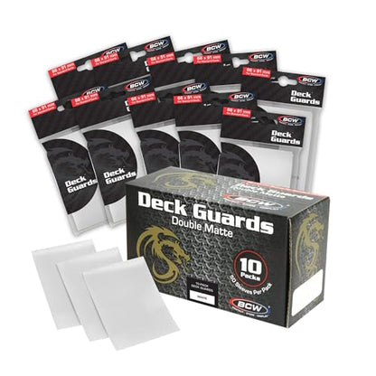 BCW Deck Guard - Double Matte Card Sleeves | 500 Count Box (10 Packs of 50 Sleeves) |Acid-Free, No PVC | Fits 2.5" x 3.5" Game Cards | Archival Safe Sleeves for Card Protection (White) - color: White