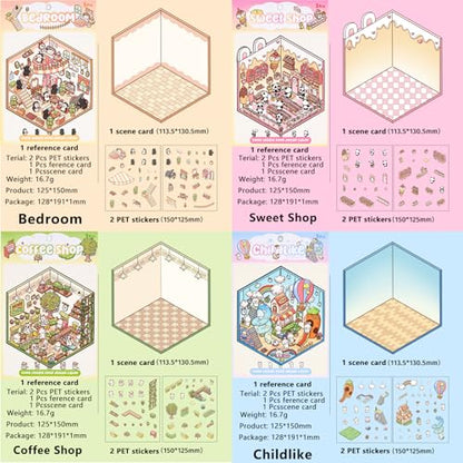 DIY 3D Sticker Scene,8 Sets Pack(500+),Reusable Sticker Book | Cute Sets for Free Combination, Cute Waterproof for Anywhere, Crafts Party Favors Birthday Gift - style: L 3-in-1 8P