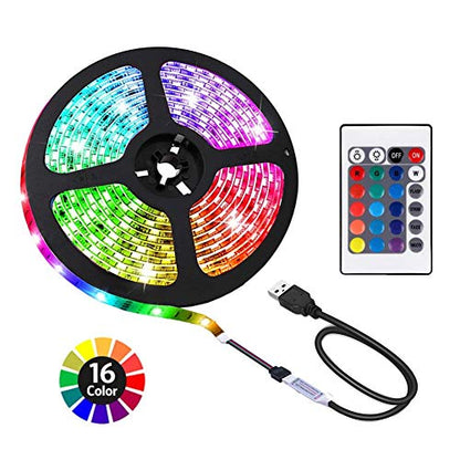 ACONDE 6.56 feet USB LED Strip Lights, DIY Indoor Decoration, TV Backlight, 24 Keys Remote - size: 6.56 feet