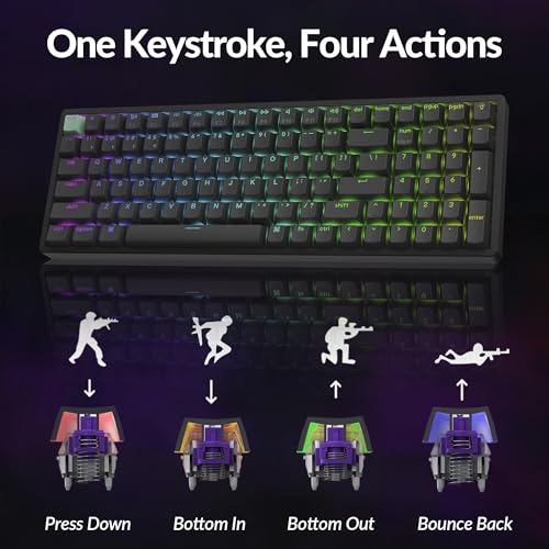 Keychron K4 HE 96% Wireless Hall Effect Keyboard with Number Pad, Rapid Trigger Magnetic Switches, QMK Launcher, 2.4GHz/Bluetooth/Wired, Mac & Windows, Aluminum Frame, Black (Shine-Through) - color: Standard Version Black