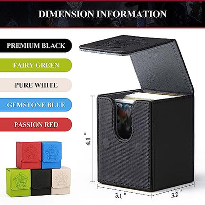 Card Deck Box for MTG Card Storage Box Holds 100 Plus Single Sleeved Cards, Microfiber Lining and LeatherBox Compatible (Blue,Green,White) - color: Blue,Green,White