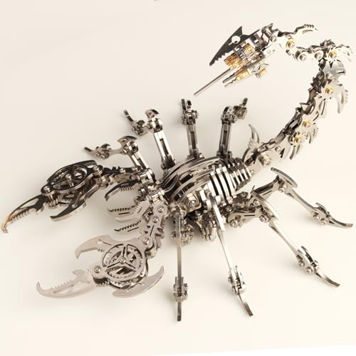 3D Metal Puzzles for Adults, Scorpion 3D Metal Model Kits to Build DIY Colorful 3D Metal Puzzle Ornaments for Adults,Teens Birthday Christmas - color: Silver