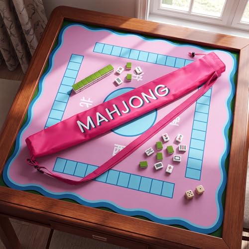 35 Inch Long Mahjong Mat Bag Waterproof Mahjong Mat Storage Carrying Bag Double Strapped Polyester Drawstring Lightweight Holder for Board Games Storage-mat Not Included(Rose Red) - color: Rose Red