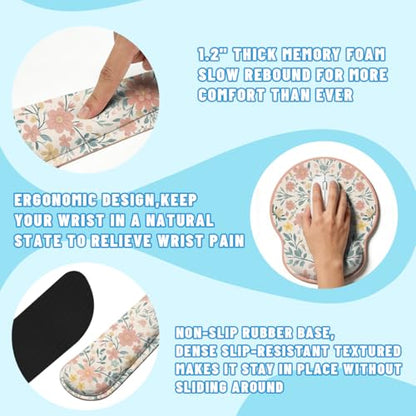 Boho Mandala Desk Mat Set Retro Floral Art Large Mouse Pad with Wrist Rest 4in1 Desk Mat for Desktop Ergonomic Keyboard Wrist Support Anti-Slip Computer Ergonomic Mouse Pad Home Office Gaming - color: Boho Mandala