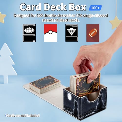 for MTG Commander Deck Box,Card Deck Box for Trading Yugioh MTG,Fits 100 Double Sleeved Cards,PU Leather Strong Magnet Case for Magic Commander TCG CCG,Cute Little Cat - color: Cute Little Cat