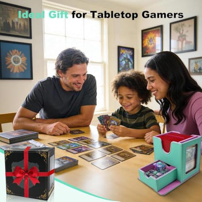 Commander Deck Box for MTG/PTCG/TCG - Patent Pending, Green Rose Pink | Card Deck Box with Display Fits 100+ Double-Sleeved Cards, Magnetic Trading Card Box with Dice Tray & 35PT Card Holder - color: Green Rose Pink