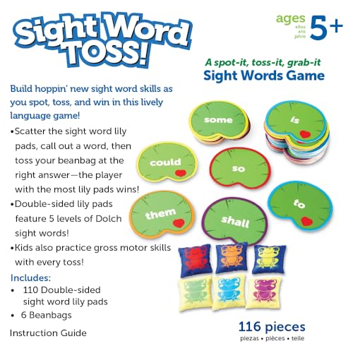 Learning Resources Sight Word Toss, Sight Word Phonics Games, Reading Flash Cards, Ages 5+ - style: Sight Word Toss