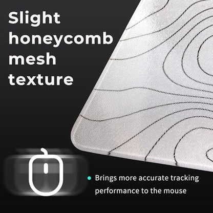 Hard Gaming Glass Mouse Pad with White Topographic Design, Large 410mm*310mm Mouse Mat, Unique Professional Glass Surface for Enhanced Precision and Speed - color: White(Topographic)