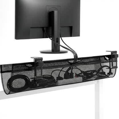 VIVO No Drill Clamp-on 36 inch Mesh Net Under Desk Cable Management Wire Organizer, Adjustable Home Office Standing Desk Cord Storage Sleeve, Black, DESK-AC36MH - size: 36"