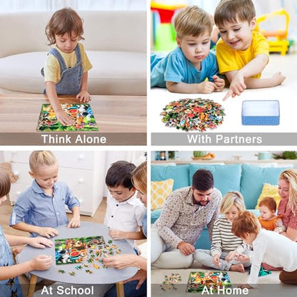 LELEMON Puzzles for Kids Ages 4-6,Dogs 100 Piece Puzzles for Kids Ages 4-8 in a Metal Box,Educational Jigsaw Puzzles 100 Piece Puzzle Games Puzzle Toys for Girls and Boys - color: Dogs