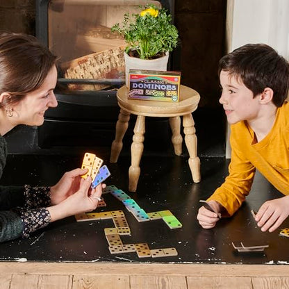 eeBoo Classic Mini Dominoes - 28 Piece Game Set, Shiny Golden Holographic Foil Tiles, Tile Laying Matching Game, Screen-Free Fun, Kids Ages 3+ - style: Classic