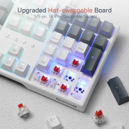 Redragon K668 RGB Gaming Keyboard, 108 Keys Wired Mechanical Keyboard w/Extra 4 Hotkeys, Sound Absorbing Foams, Upgraded Hot-swappable Socket, Mixed Color Keycaps x 2 Sets, Red Switch - color: Gemini Eclipse