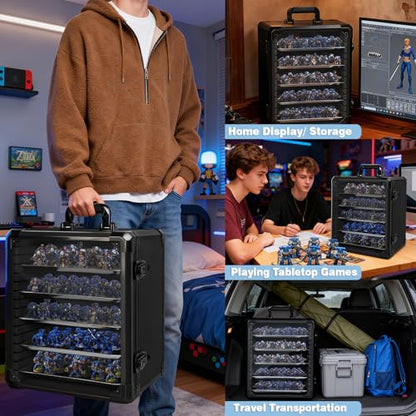 Miniatures Storage Case Miniatures Transport Case Aluminum Alloy Frame with Lock (Large Size) - size: Large