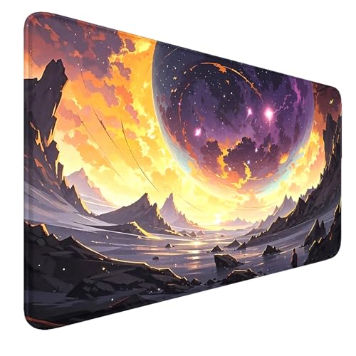 MTG Playmat- Stitched Edges Forest TCG Playmat-Non-Slip Landscape Play Mat Smooth Surface Rubber Base Board Game Mousepad 24x14 inches for Trading Card Game Playing with Storage Bags - color: Starry Sky