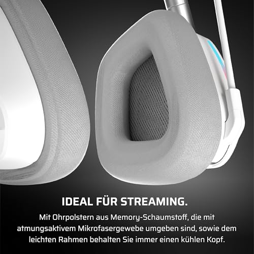 Corsair Void v2 Wireless Gaming Headset with Bluetooth for PC, PS5, PS4, Switch, Mobile – Dolby Atmos, 70 Hr Battery, Dual Wireless, Lightweight, Fast Charging – White | For PC, PS5, PS4, Switch & Mobile ,Dolby Atmos, 70 Hours Battery Life, Double Wireles
