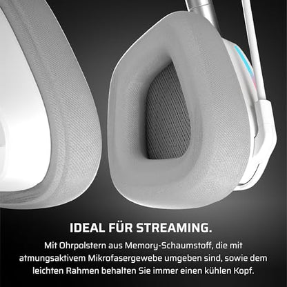 Corsair Void v2 Wireless Gaming Headset with Bluetooth for PC, PS5, PS4, Switch, Mobile – Dolby Atmos, 70 Hr Battery, Dual Wireless, Lightweight, Fast Charging – White | For PC, PS5, PS4, Switch & Mobile ,Dolby Atmos, 70 Hours Battery Life, Double Wireles