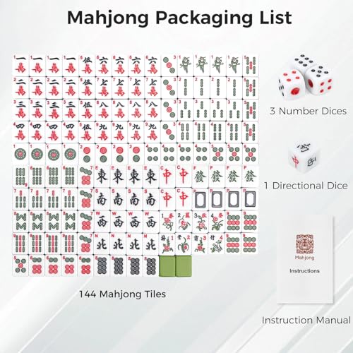 Mahjong Set, 146pcs Chinese Mahjong Tile Set Quality Mahjong Tiles | 1.18" Travel Size with Exquisite Storage Box Easy to Carry, Instruction Included Mah Jongg Sets for Family Friends Gatherings - size: Travel