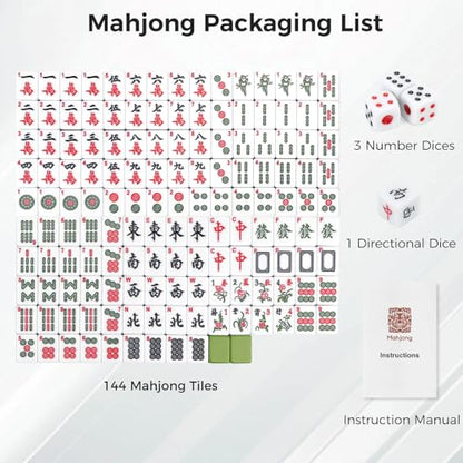 Mahjong Set, 146pcs Chinese Mahjong Tile Set Quality Mahjong Tiles | 1.18" Travel Size with Exquisite Storage Box Easy to Carry, Instruction Included Mah Jongg Sets for Family Friends Gatherings - size: Travel