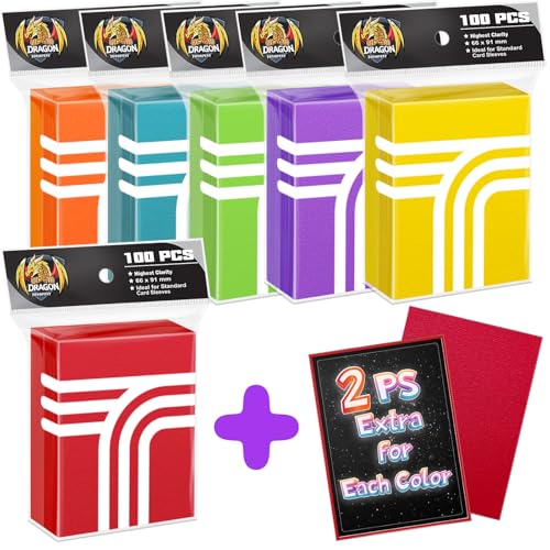 600 and 12 Matte Card Sleeves - 6 Colors Premium Card Protectors for TCG, Sports Cards, Magic & Collectibles Acid-Free Polypropylene 66x91mm - color: 612 Pieces - 6 Colors