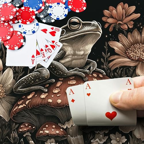 Frog On Mushrooms for MTG & TCG Playmat Mouse Pad,BFDHGQZC 24" x 14" Game Mat for MTG/RPG/CCG Trading Card Game Playmats Table Mat Perfect for Card Games Video Games Computer Office - color: Frog on Mushrooms