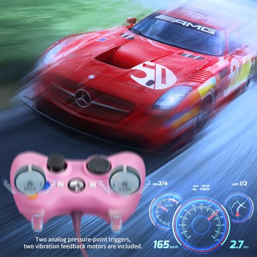 OSTENT Wired USB Controller Gamepad Joystick for Microsoft Xbox 360 Console Windows PC Laptop Computer Video Game Color Pink - color: Pink