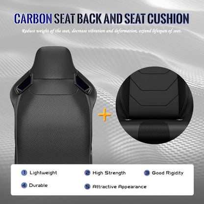 2 Pcs Adjustable Universal Racing Seats with Double Sliders, Reclinable Bucket Seats, 1 Pair of Sport Seats for Vehicles (Black&White-B) - color: Black&White-B