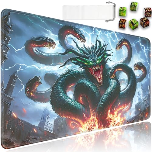 for MTG Game Playmat - 24 x 14 inches with Dices and Storage Bags, Non-Slip Base for TCG and Board Game Card Mats, Trading Card Games Mat, Demon Dragon Pattern Collectible Card Playmats - color: Jv-playmat-p7-1-g193
