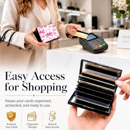 Cherry Metal Wallet Credit Card Protector Case Equipped RFID Blocking | with Pop-Up Button Slim Business Cards Holder Aluminum Cards Case Exclusive Cherry Leopard Gifts for Women Men - color: Cherry Leopard Print