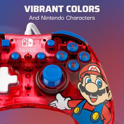 PDP Gaming Rock Candy Wired Power Nintendo Switch Pro Controller, Officially Licensed Lite/OLED Compatible Gamepad, Super Mario (Red) - color: Mario Punch