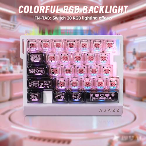 A.JAZZ AK029 Wired 29 Keys One-Handed RGB Gaming Keyboard with 8000HZ,0.01mm RT Magnetic Switches Adjustable Actuation,Hotswappable Mechanical Keyboard,Aluminum Plate,Web Driver for Gamers-Black Pink - color: Back & Pink