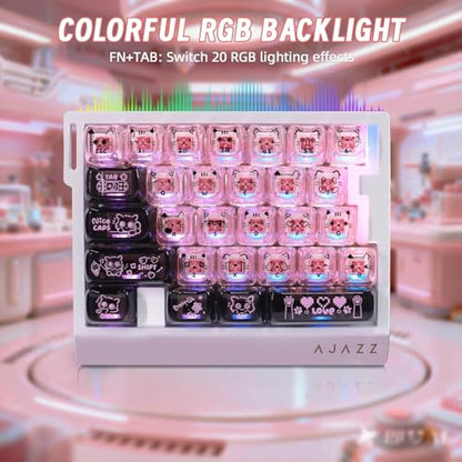 A.JAZZ AK029 Wired 29 Keys One-Handed RGB Gaming Keyboard with 8000HZ,0.01mm RT Magnetic Switches Adjustable Actuation,Hotswappable Mechanical Keyboard,Aluminum Plate,Web Driver for Gamers-Black Pink - color: Back & Pink