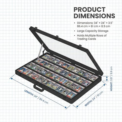 Card Display Case Aluminum Trade Show Display Case Large Portable Trading with Lock for Collectibles, Sports Cards. 34IN x 22IN - Silver - size: 34"X 22'-Silver