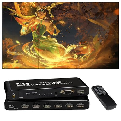 4K Seamless Splicing TV Wall Processor - HDMI Video Wall Controller, 1080P HDMI Image Processor with RS232, Support 180Rotate, 1x2 to 3x2 Modes - color: 2x3 HDMI Video Wall