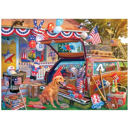 RoseArt Kodak Premium 4th of July Yard 1000 Piece Jigsaw Puzzle for Adults | 19.25" x 26.625" Finished Size, Fully Interlocking Pieces, Bonus Poster Included - style: Yard