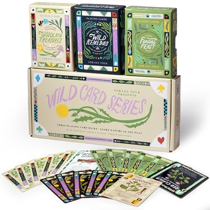 Wild Card Series Trilogy Set - 3 Botanical Playing Card Decks – Beautiful Playing Cards, Poker Deck Featuring Hand-Illustrated Nature’s Botanical Collection + Digital Booklet of 20 Classic Games - style: Trilogy Set (All 3)