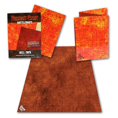 Dungeon Craft Battle Mats Bundle: Double-Sided Wet & Dry Erase DND Mat & Hell & Highwater, Custom Box, Water-Resistant, Tabletop RPG Essentials by 1985 Games (24"x33"/1" Grid)