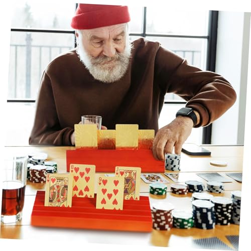 2pcs Wooden Playing Card Holders Base Card Stand for Games Versatile Display for Business and Photos Elegant Design for Ages