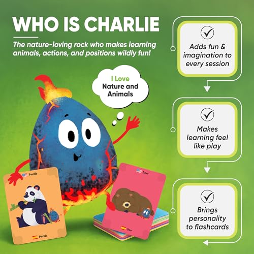 Kidrox Animals Flash Cards, English Learning Cards with Spanish Translations Included, Indestructible Double-Sided, 30 Cards - style: Animals