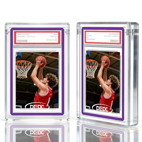 DEDC 2-Pack Graded Card Acrylic Display Case for Slab Guard 99.6% UVR & 99.8% Clarity 3.2cm Thick Magnetic Standing Independently Display Box for Sport & TCG Trading Card with 1 Cloth - color: Transparent, size: Fit for PSA Slab Guard