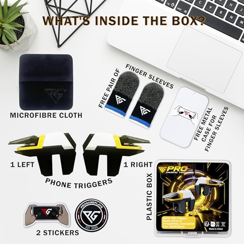 Progameplays Phone Triggers Gaming 4 – L1 L2 R1 R2 Mobile Controller for PUBG Mobile, COD 4 - Finger Triggers for Fast Aim & Shooting – No Lag Shooter Accessory for iPhone & Android Smartphones (PRO-T2)