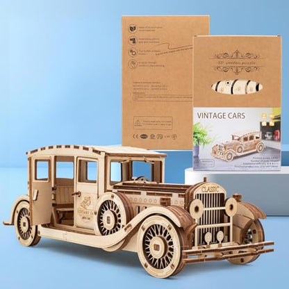 Adults 3D Wooden Puzzles Vintage Car DIY Model Kits | Christmas Birthday Gifts - style: vintage car