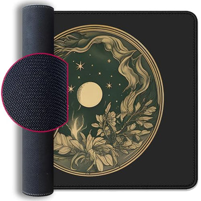 Celestial Moon Phases Art Nouveau Witch Aesthetic Green Dark Academia Mouse Pad,Non-Slip Waterproof Rubber Base Mouse Pad for Office,Computer,Keyboard,Laptop and Home Desk Pad(27.5X11.8 in) - color: Clestial Moon